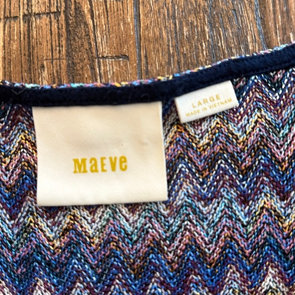 Anthropologie Maeve Westwater Knit Dress Women’s Size Large Purple Chevron - Picture 9 of 10